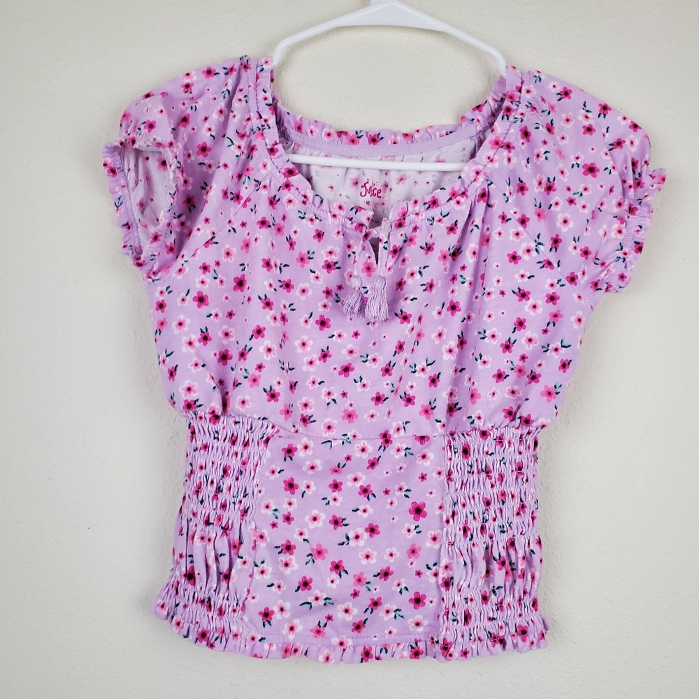 Justice Floral Pink Smocked Blouse